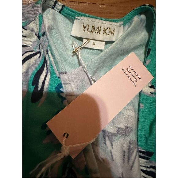 NWT YUMI KIM Short Draped Floral Romper Jersey Knit Women's S Turquoise White Bl - Picture 3 of 10